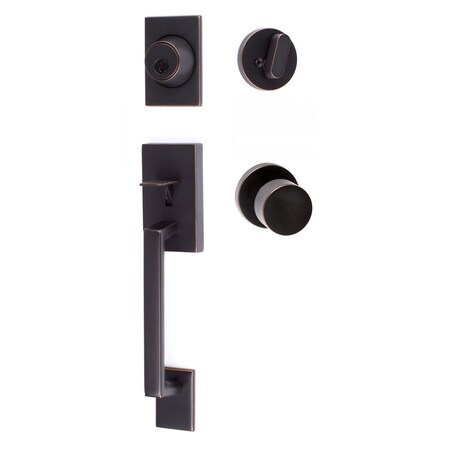 Sure-Loc Hardware Sure-Loc Hardware Koln Handleset with Round Thumb Turn, Bergen Round Handset Trim, Vintage Bronze KN507-R-BG-RD 11P